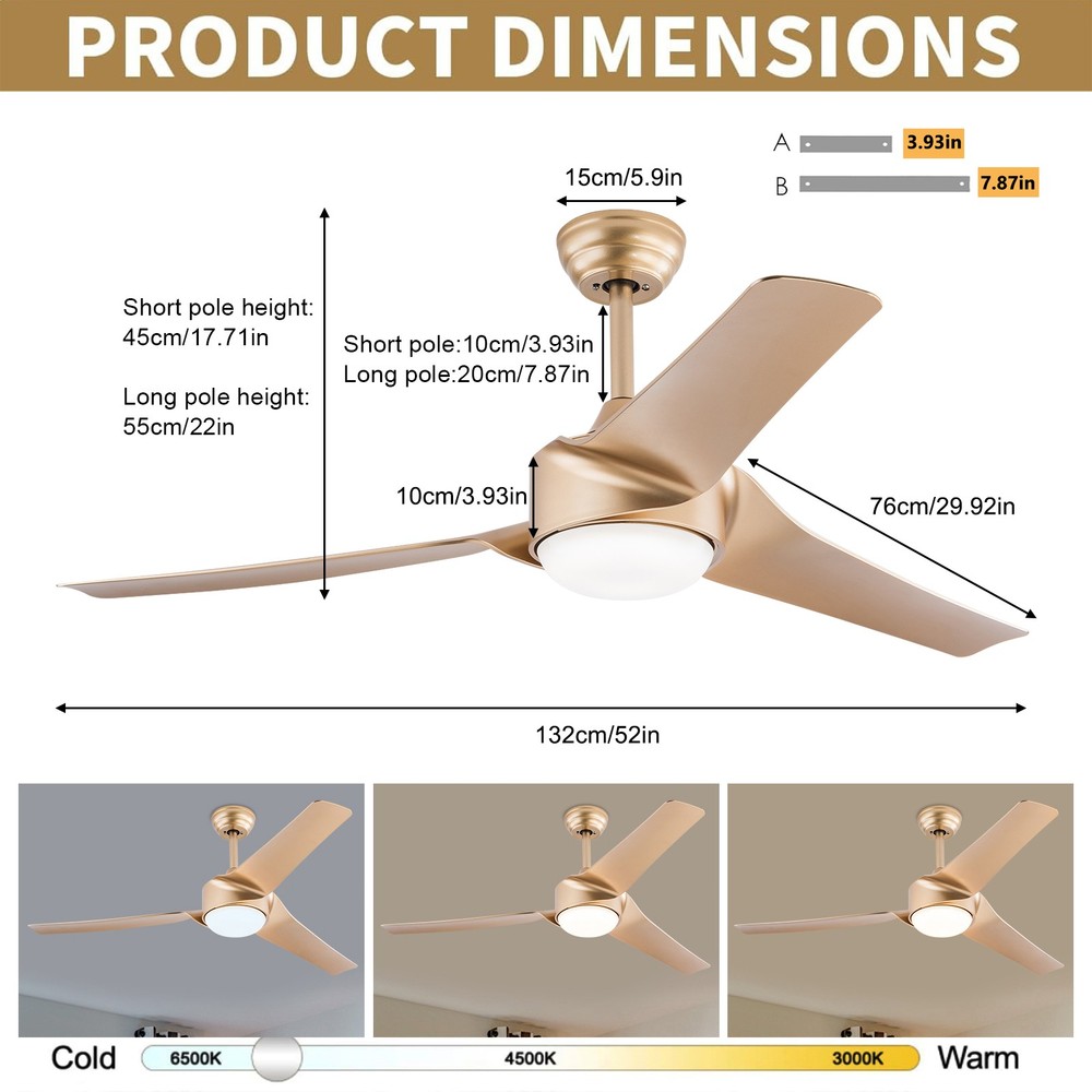 Modern Ceiling Fan Light, 52 Inch Ceiling Fan Light, Ceiling Fan Light
