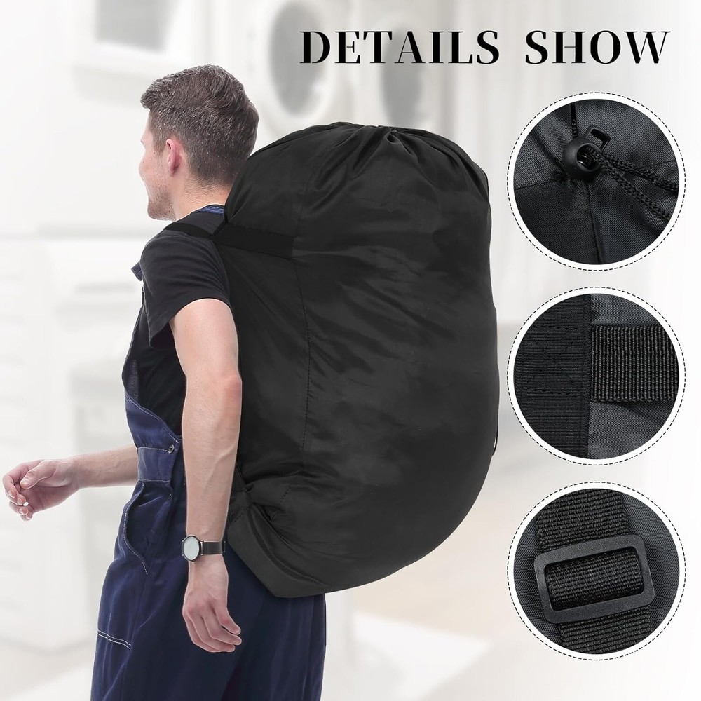 Backpack Laundry Bag with Shoulder Straps with Drawstring Closure for Travel