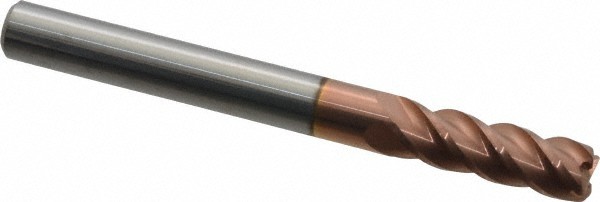 Accupro 1/4" Diam 4 Flute Single End Solid Carbide 0.03" Corner Radius End Mi...
