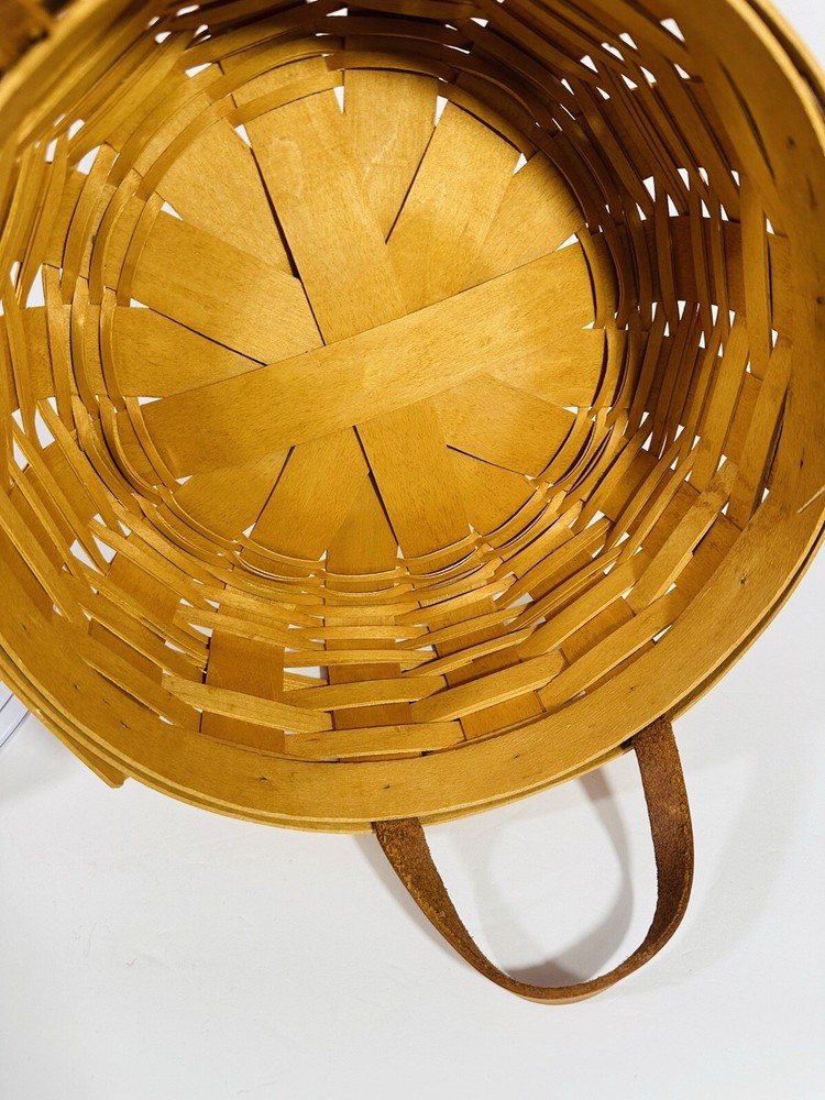 Longaberger Gathering Darning Basket Hard Plastic Insert 2001 Leather Handles