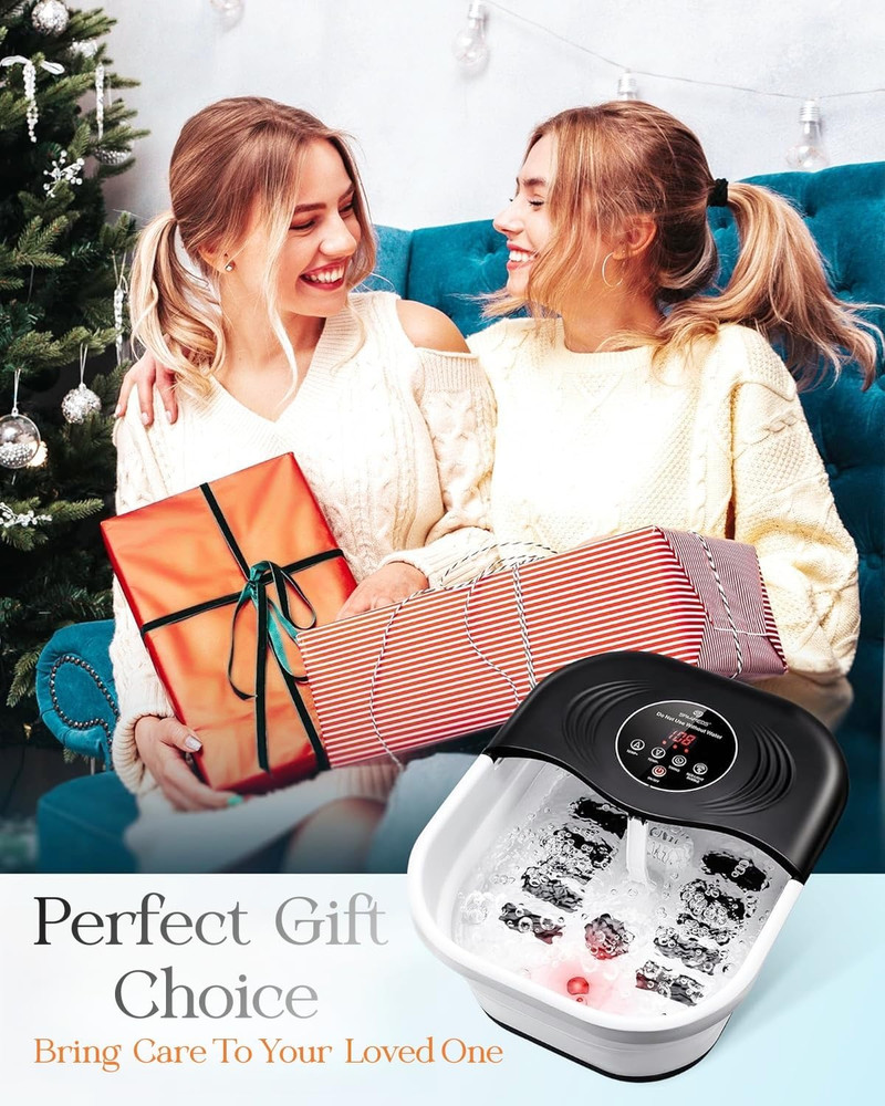 Collapsible Heated Foot Spa with Bubble and Red Light Temperature Control Foot B