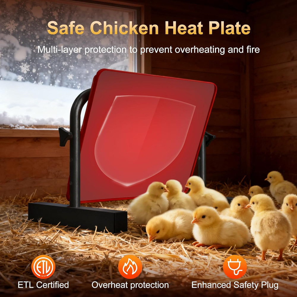Chick Heat Plate, 15" X 10"Large Brooder Heating Plate for Poultry, Safe Chicken
