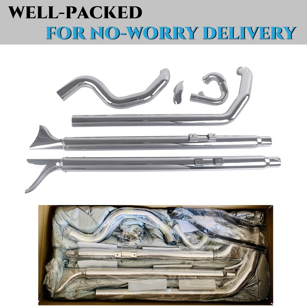 SHARKROAD 2-2Fishtail True Dual Exhaust Systems for Softail 2000-2017 Models New