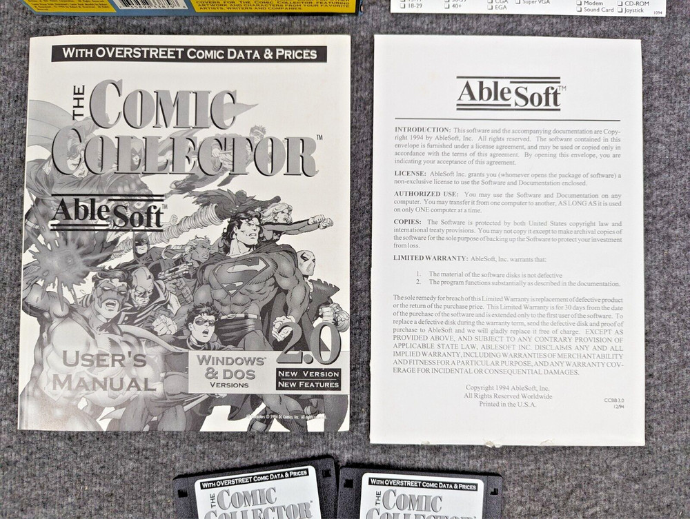 The Comic Collector 2.0 PC Price Guide Software (1994) - AbleSoft Inc. - EUC