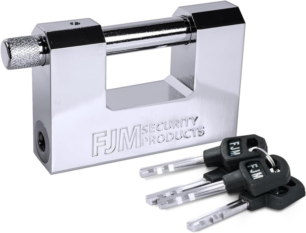 High Security D-Style Padlock, Chrome Finish, Keyed Alike