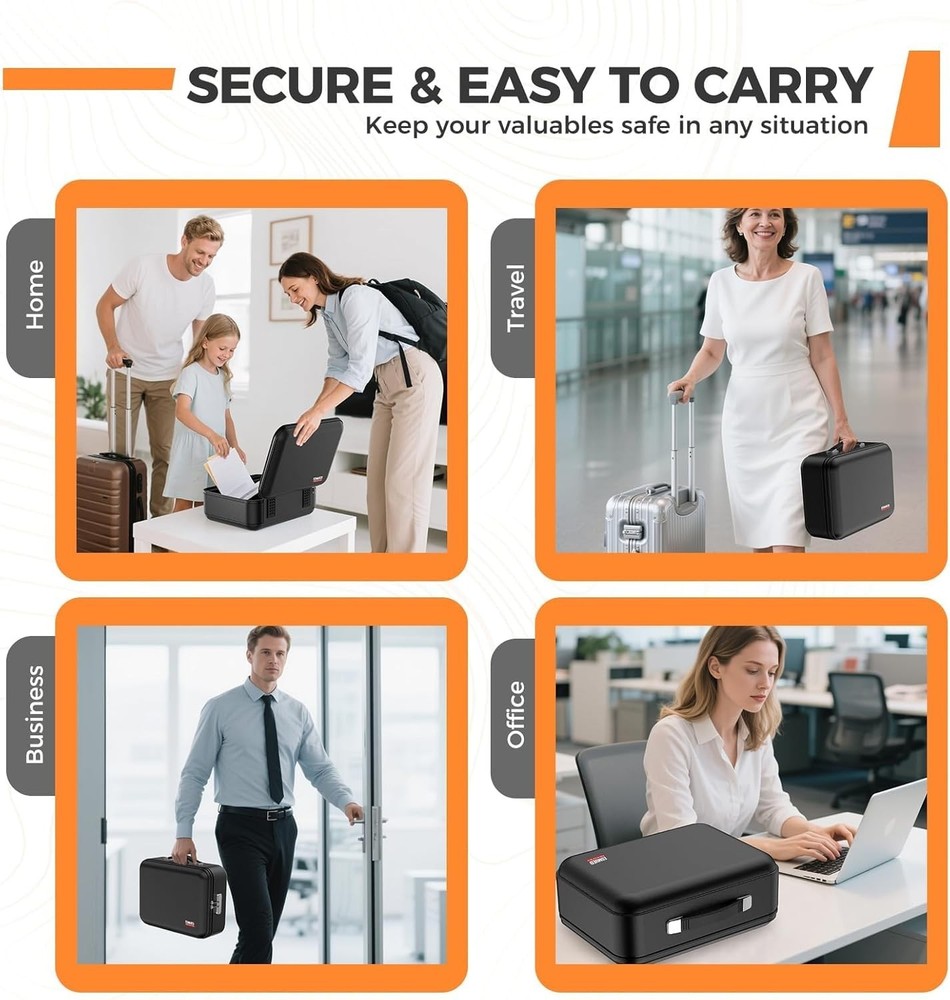 Durable Fireproof Document Case with Multi-Compartment Storage & Locking System