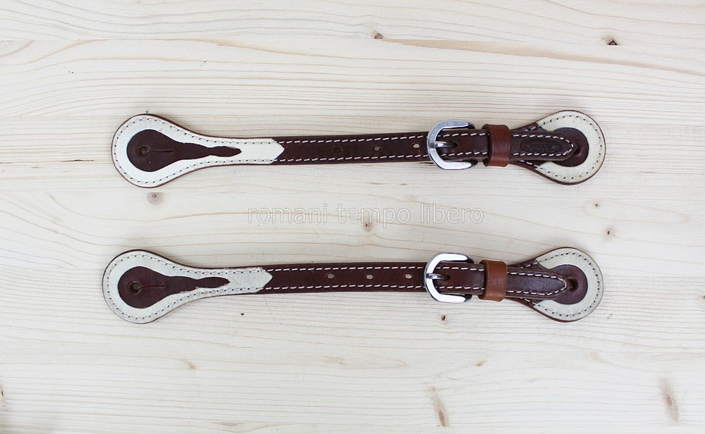 WESTERN LEATHER SPUR STRAPS LACES WITH RAWHIDE