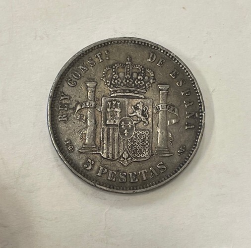 Spain - 1891 Large Silver 5 Pesetas - Popular