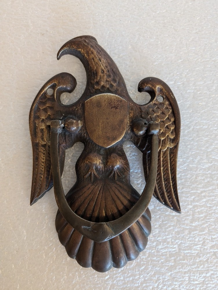 SOLID BRASS FAN TAIL EAGLE DOOR KNOCKER 7 x 4.5 Inches