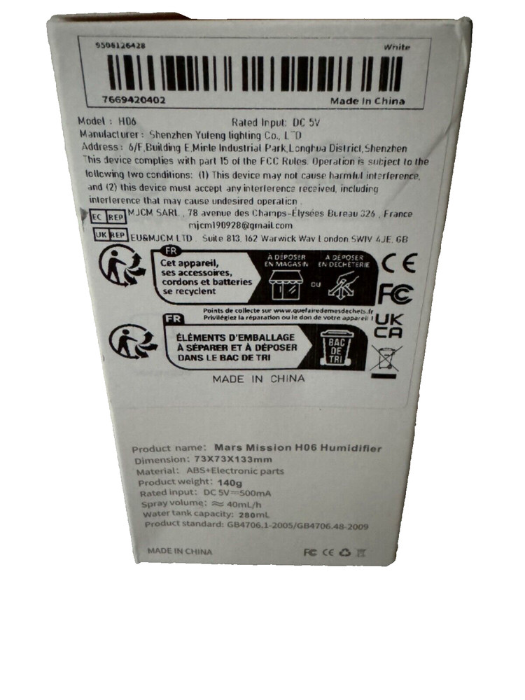 Small humidifier for Desk/Car/Room