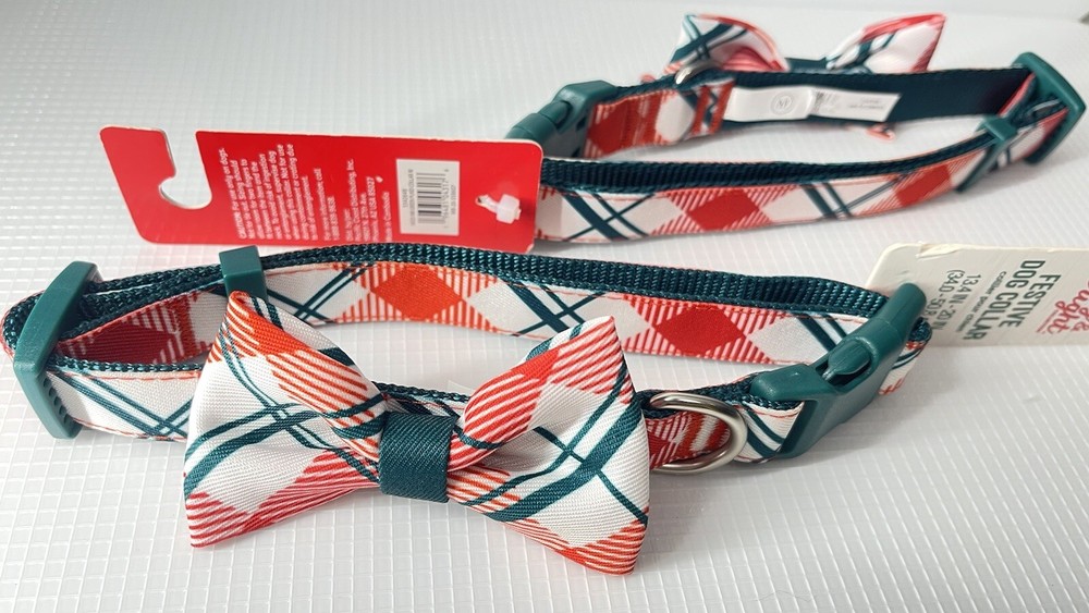 Merry & Bright MB Green Red Plaid Dog Collar (Medium)