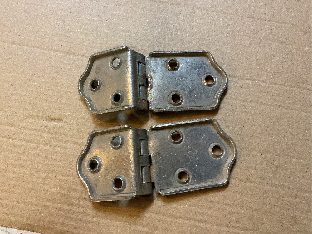 2 Vintage Ice Box Refrigerator Door Hinge Chrome