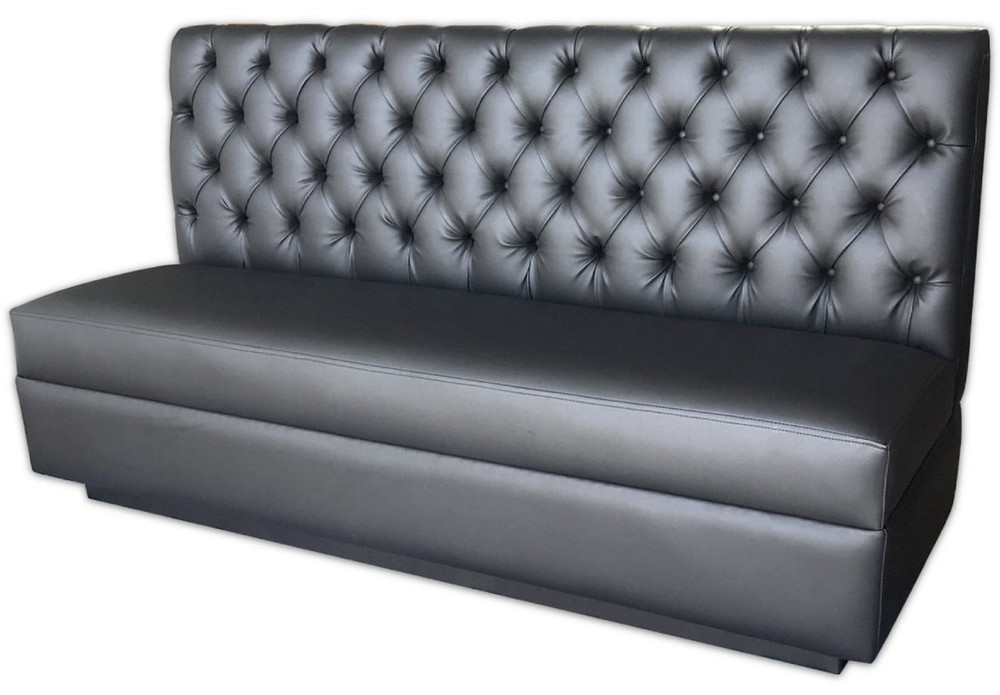 Kitchen Corner Booth Seating, Black Button Tufted Booth