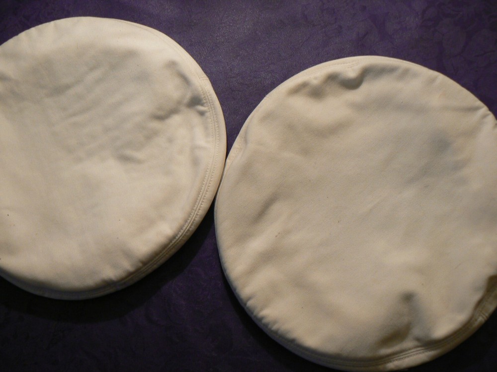 TWO WHITE BERET COVERS with BUTTONS