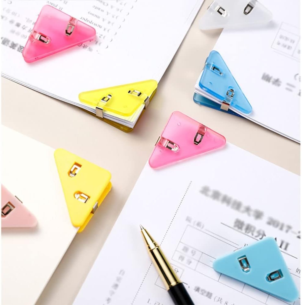 4pc Random Triangle Corner Data Clip,Multifunctional Binder Document Fastener
