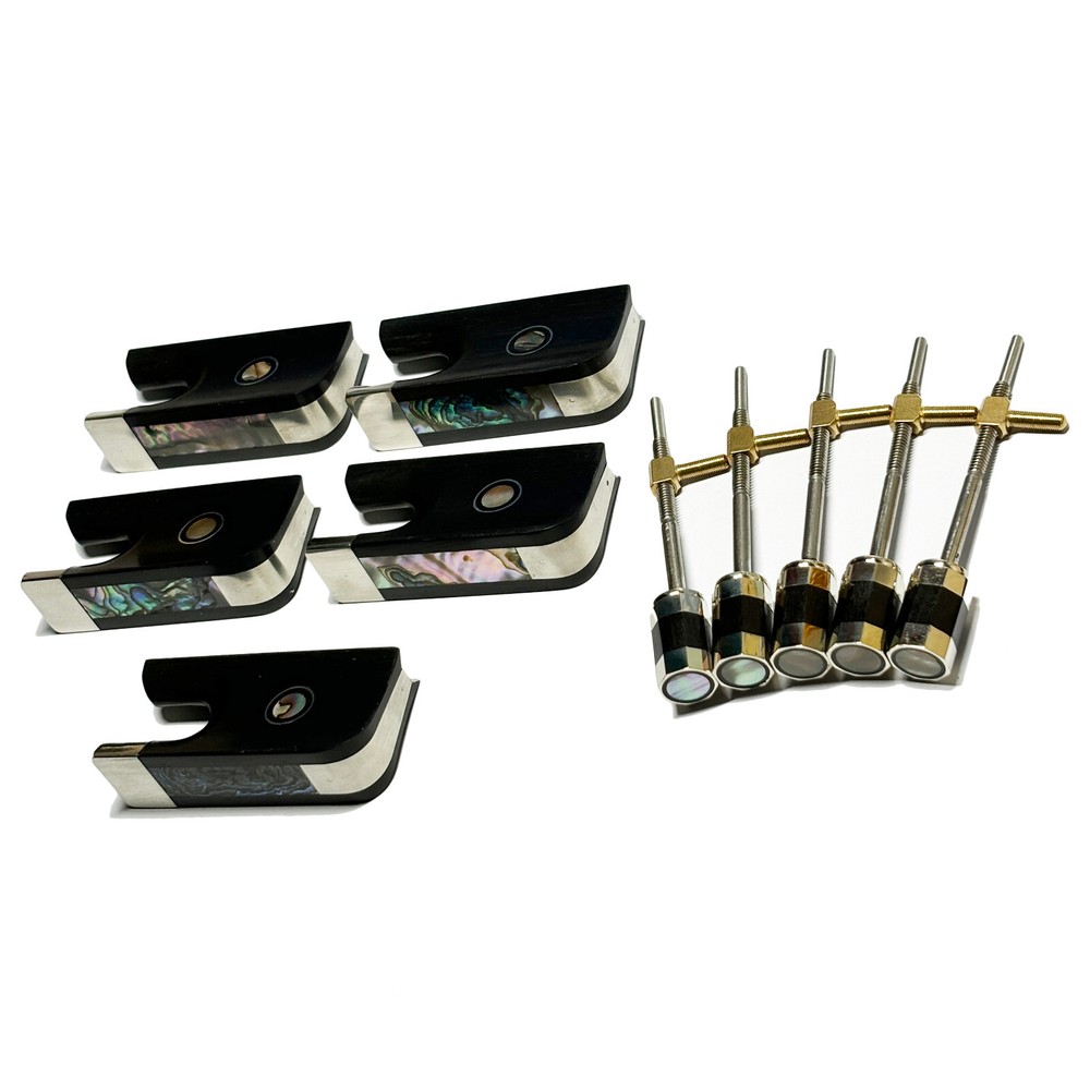 5x 4/4 Cello Bow Ebony Frog Nickel Silver Abalone Frog + Screw Button