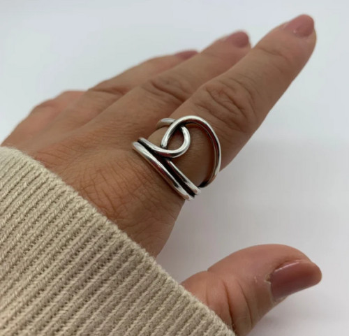 Handmade adjustable Solid 925 Silver Heavy Pure Ring For Women Gift For