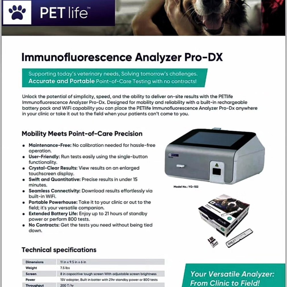 Wondfo Petlife Pro-Dx Immunofluorescence Analyzer