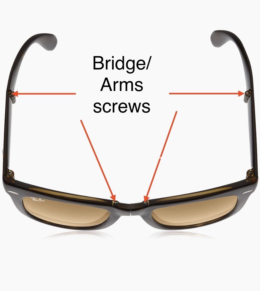 Ray Ban RB4105 Folding Wayfarer Front Bridge / Folding Arms Replacement Screws