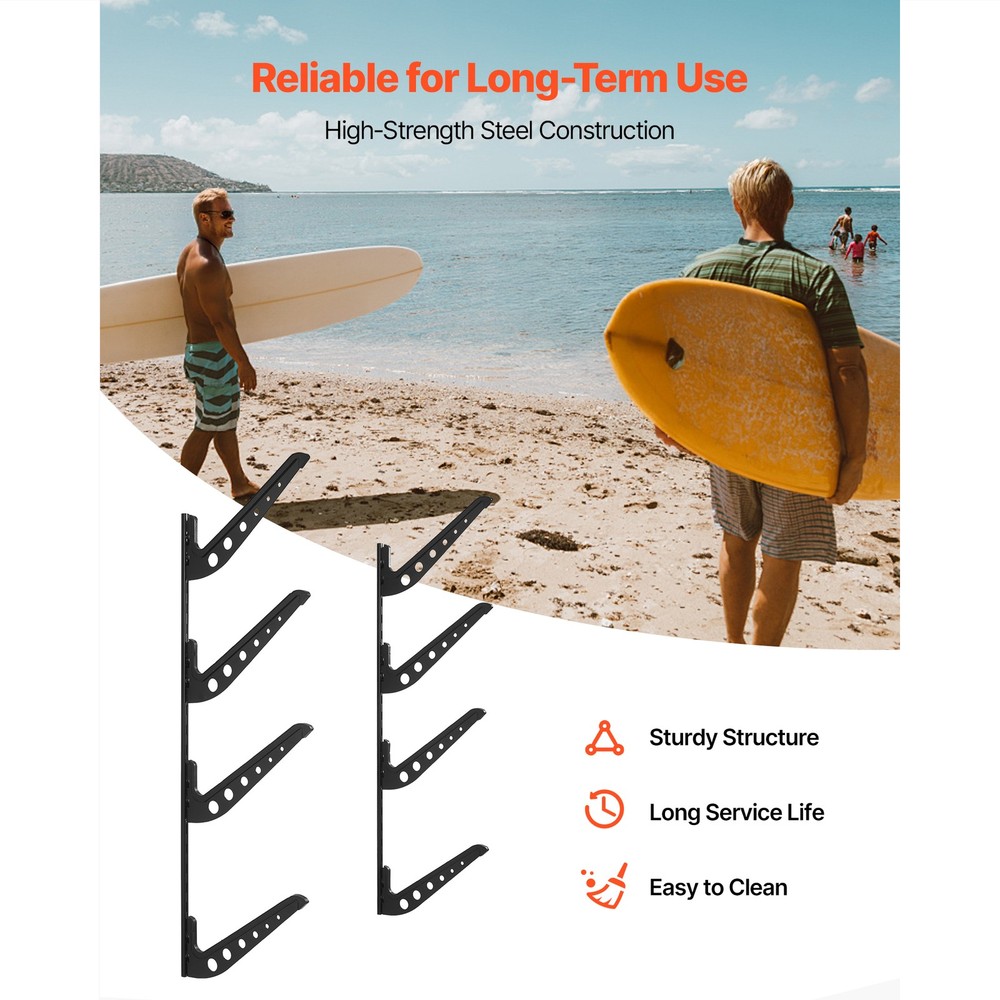 Uimoso 4-Tier Horizontal Surfboard Rack for Storage and Display