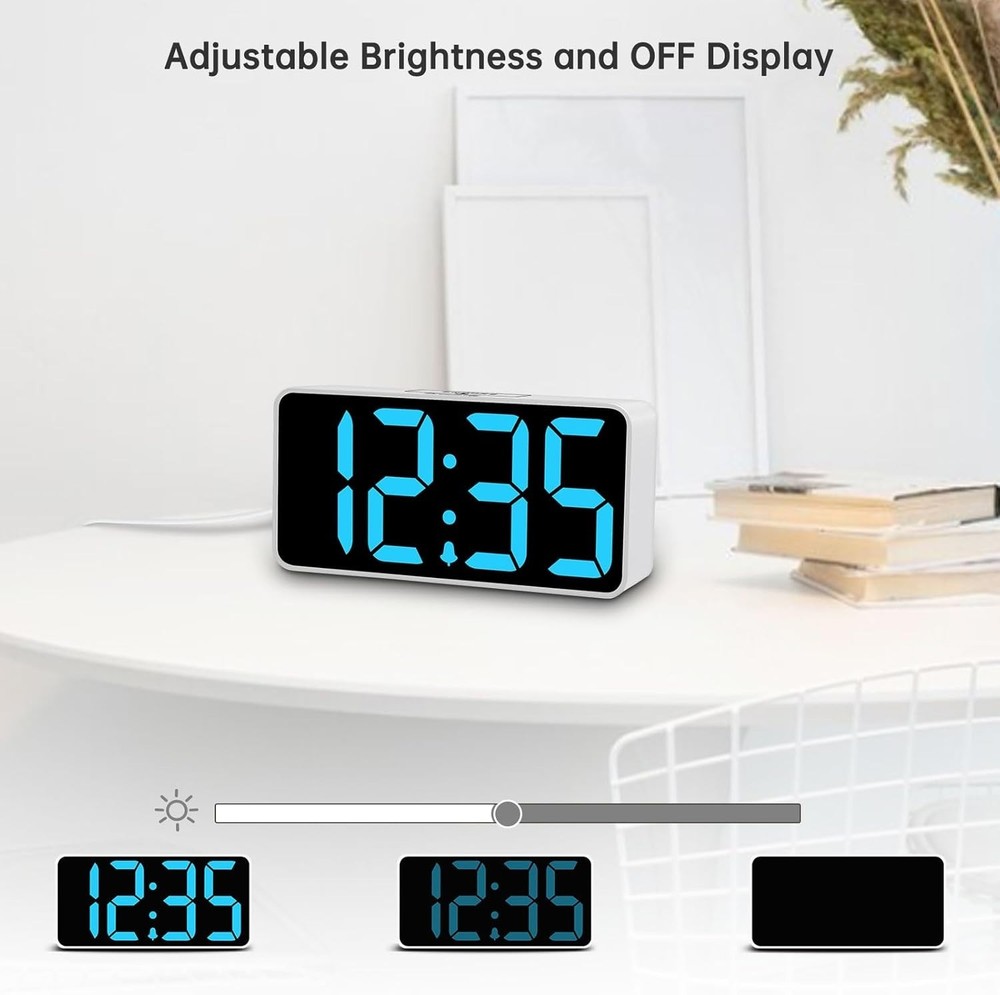 Sleek Digital Bedside Alarm Clock with Nightlight & Power Backup Features