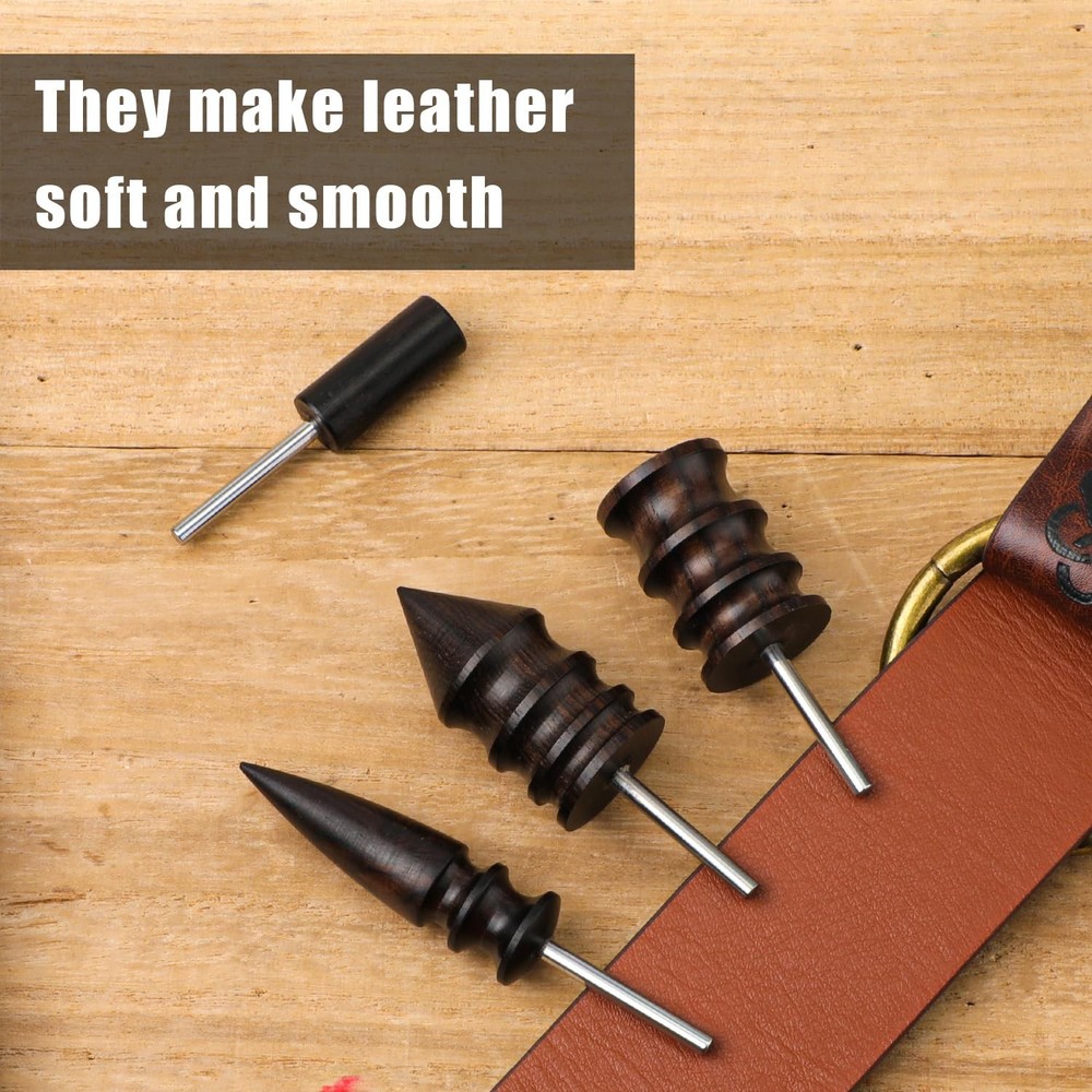 4pcs Leather Burnisher Bits for Rotary Tool, 4 Styles M, black