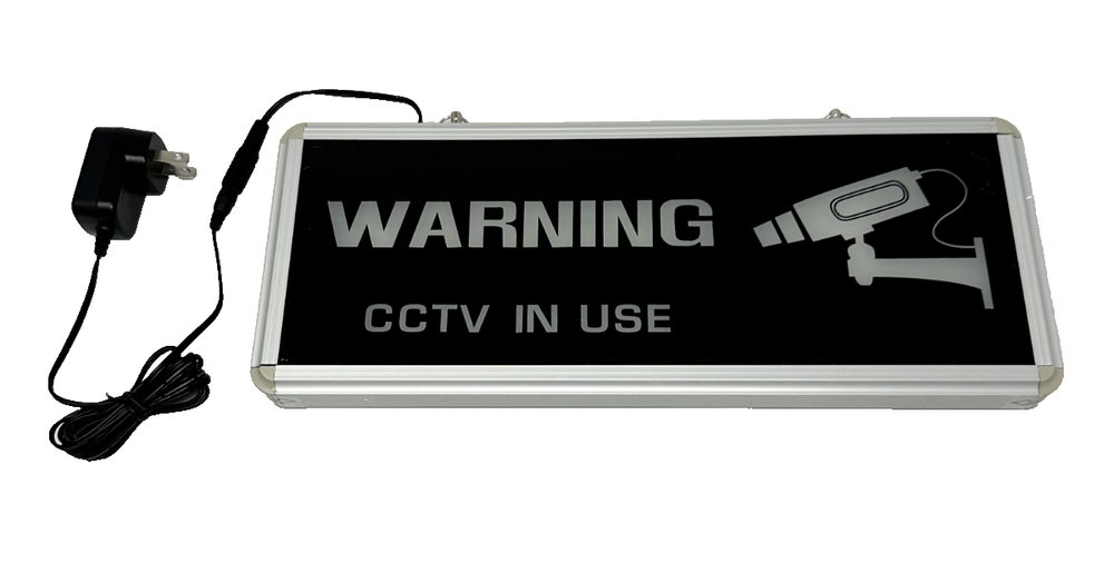 CCTV LED Lighted Security Camera Warning Sign w/Power Supply!