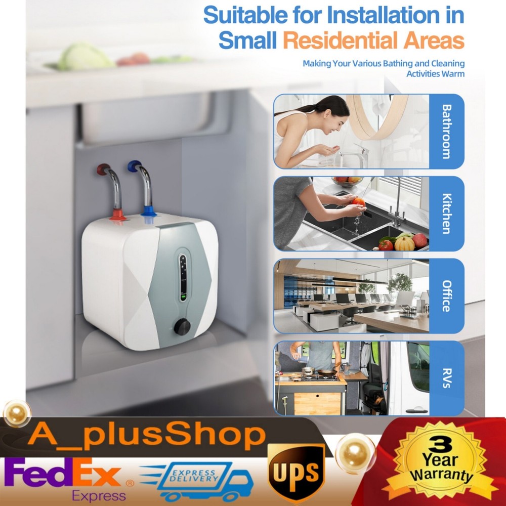 Mini 8L Electric Hot Water Heater Tankless Bathroom Heater 110V 1500W 75 ℃ Max