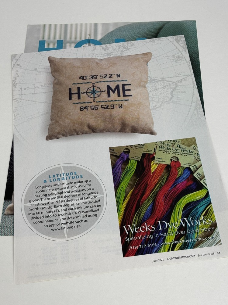 Home Latitude & Longitude Cross Stitch Pattern Magazine Pages