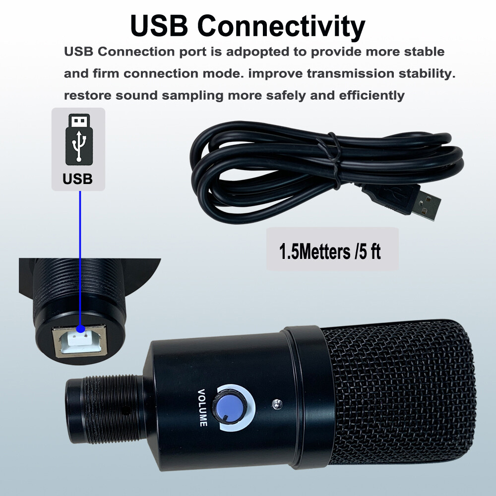 Pro Condenser USB Microphone Kit Complete Set For Studio Recording PC Phone Mic