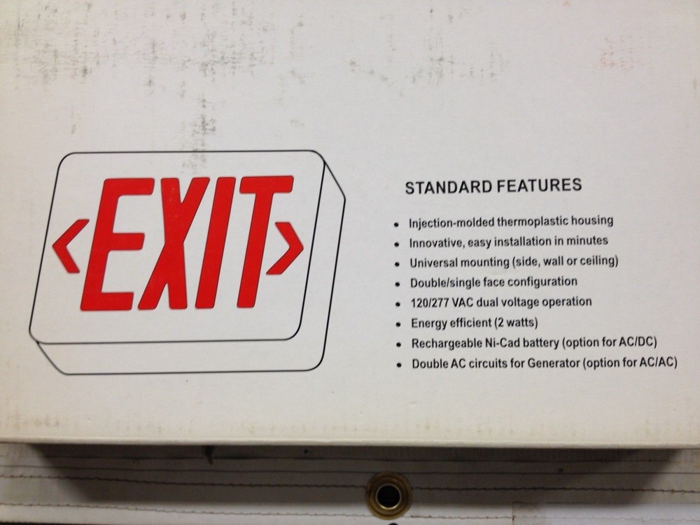 Red LED Emergency Exit Light Sign Dual Voltage General Use