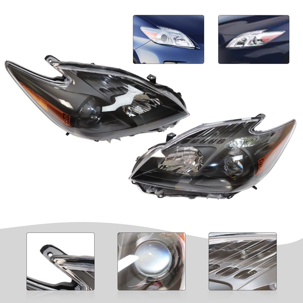 Front Headlight Halogen for Prius 2010-2011 Driver Passenger Side