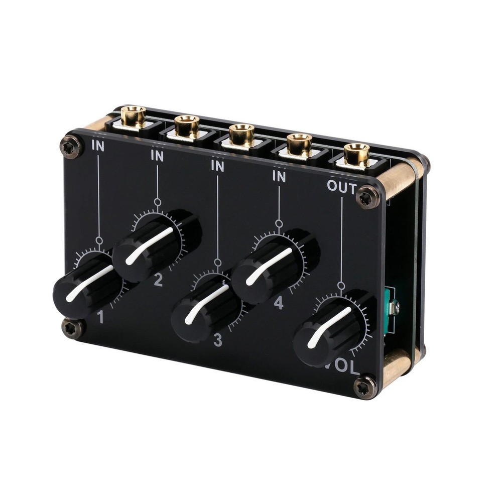 Stereo Audio Mixer With 4x 3.5mm input interfaces and 1x 3.5mm output interface
