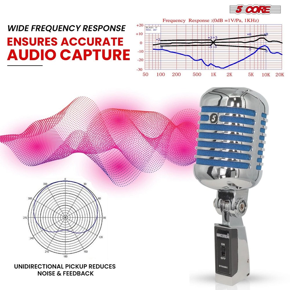 5Core Vintage Microphone Classic Dynamic Professional XLR Studio Retro Style Mic