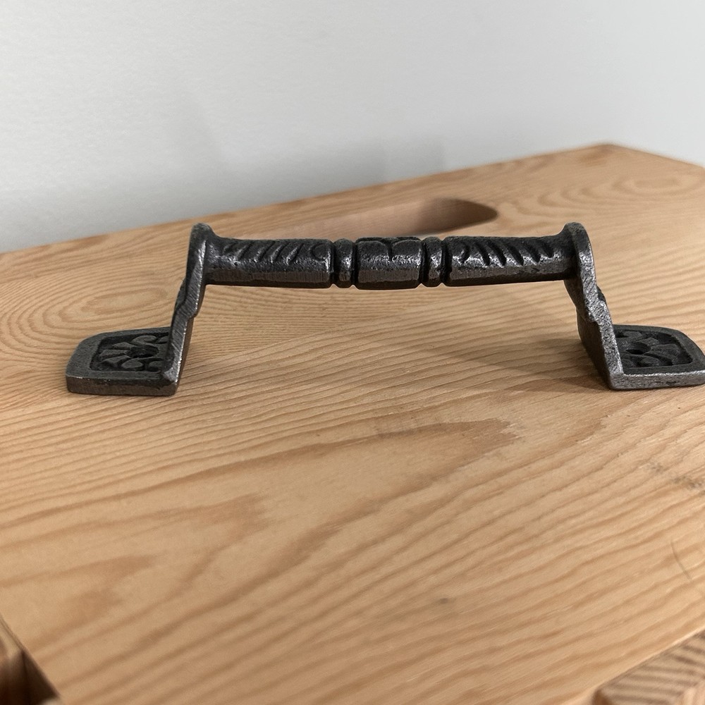 Cast Iron Drawer Cabinet Pulls Rustic Oil Rubbed 2 Pack