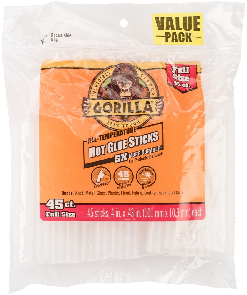 Gorilla All-Temperature Glue Sticks 45/Pkg-.43"X4" - 2 Pack