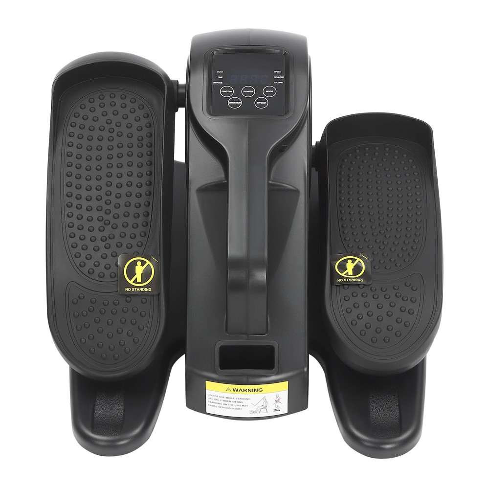 Black Under Desk Elliptical Machine Manual-Auto Dual Mode Leg Pedal Exerciser