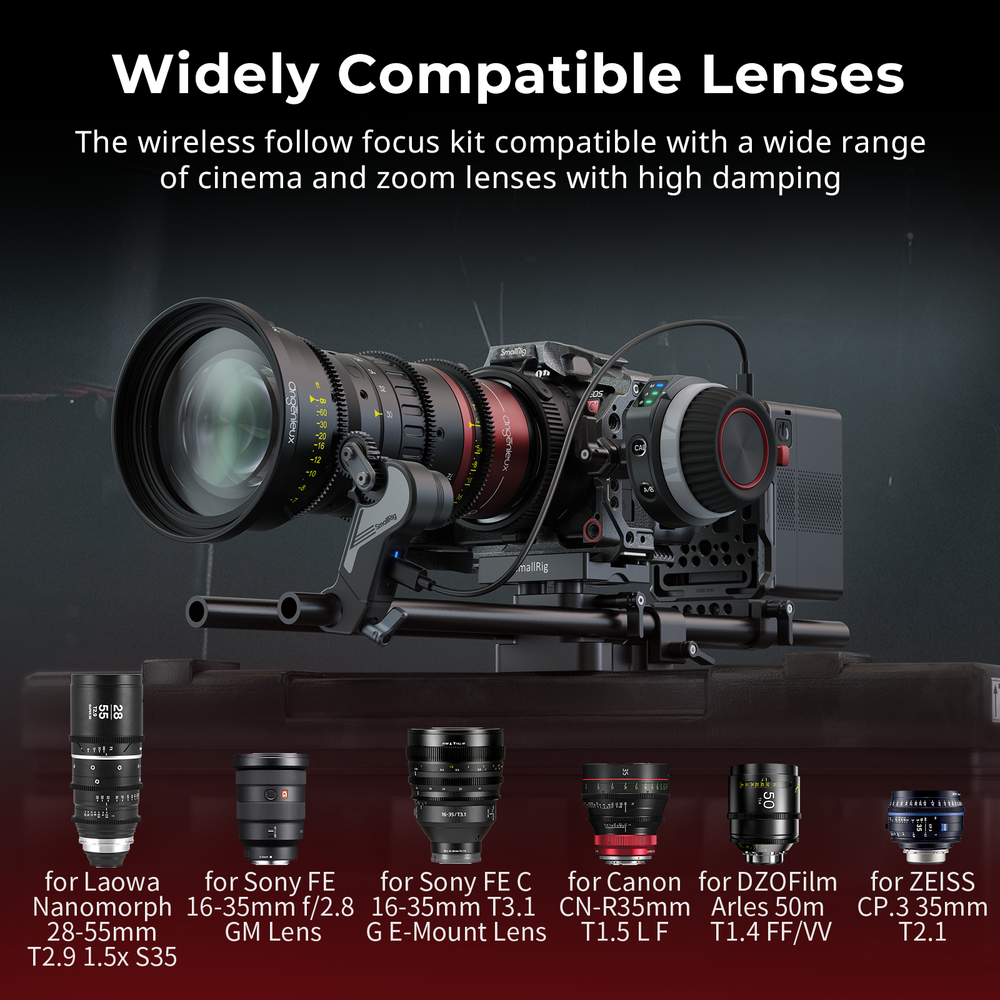 SmallRig Wireless Follow Focus Lite Kit with Handwheel Controller & Receiver Mot