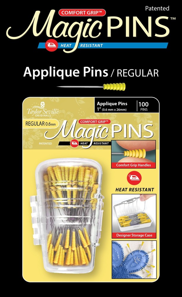 Taylor Seville Magic Pins - Applique Regular-Yellow 100/Pkg
