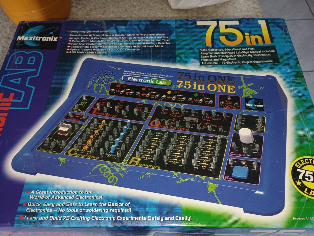 Maxitronix Electronic Lab 75in1 Science Experiments Laboratory 75 in One Boxed
