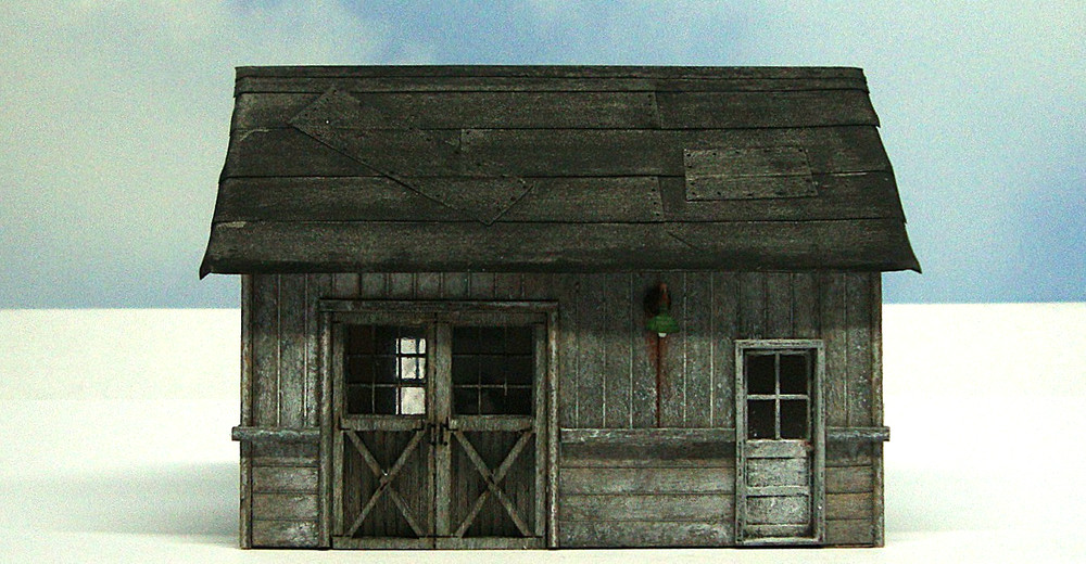 HO scale-built wood model Maintenance Shed