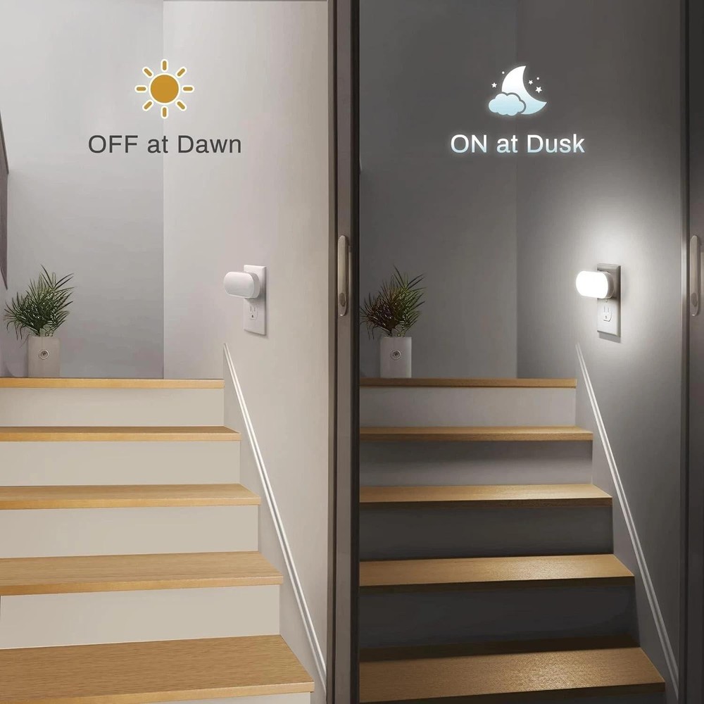2 Pack LED Night Light Dusk to Dawn Sensor Dimmable Plug in 5000k