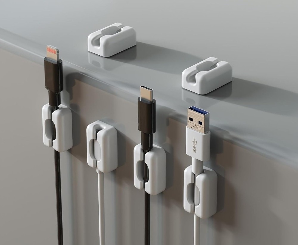 6 Pack White Cord Organizer Cable Clips, Silicone Adhesive