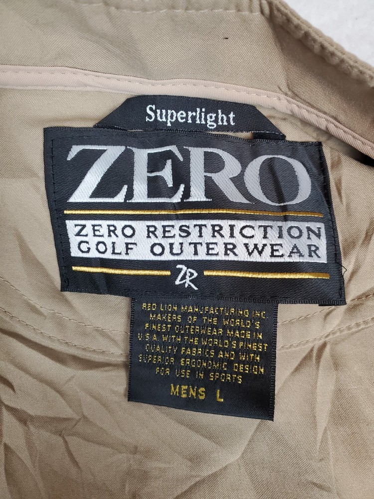 Zero Restriction Superlight Made in USA Mens Large Tan Golf Windbreaker Pullover