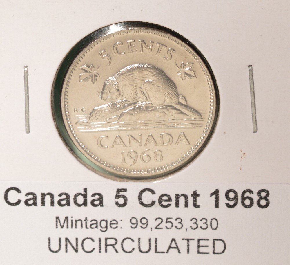 1968 Canada 5 Cent - UNCIRCULATED from Mint Roll 🇨🇦