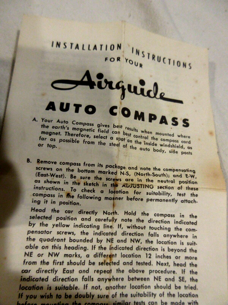 Airguide Nomad Auto Compass 79-C Box Only w/Directions