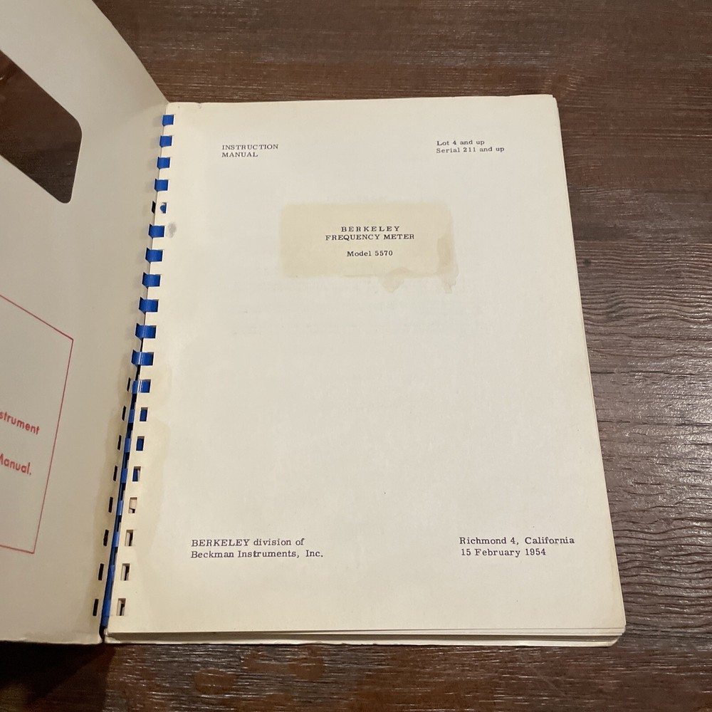 Beckman Berkeley Model 5570 Frequency Meter Instruction Manual