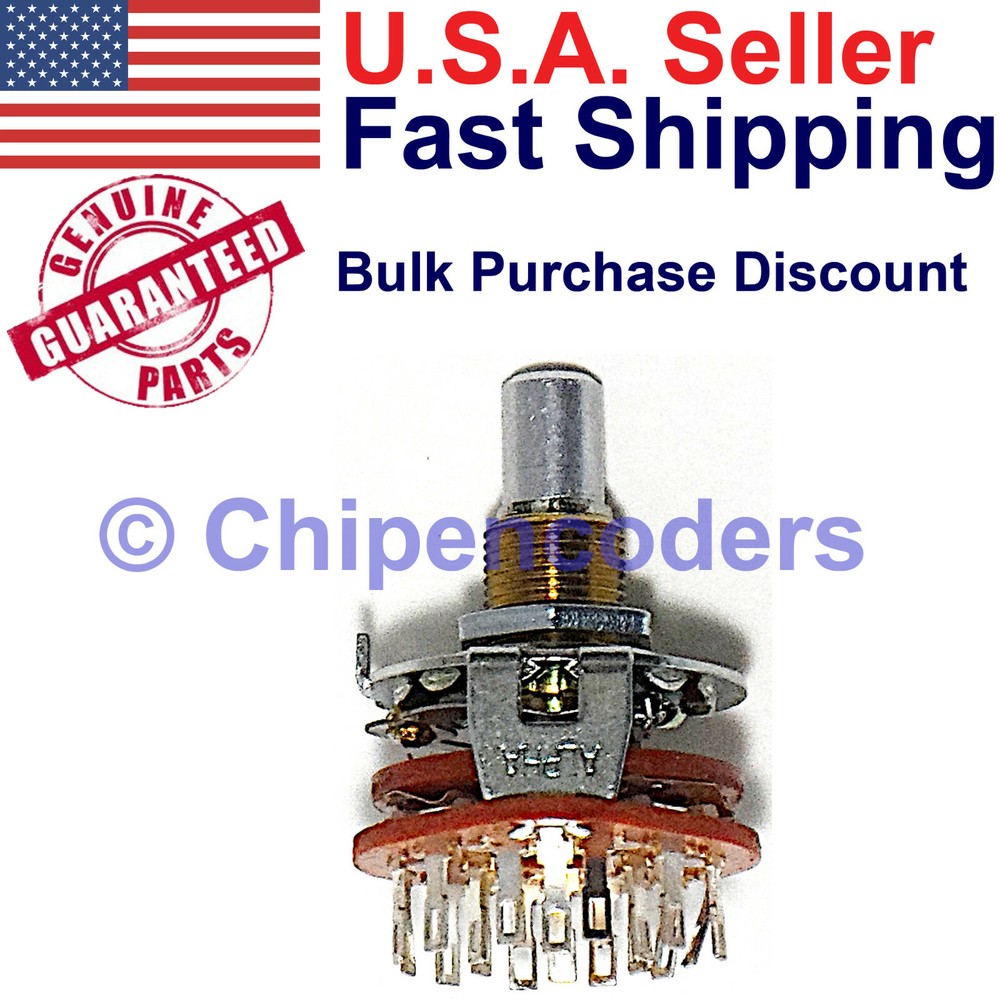 Alpha Rotary Switch 6 Pole 2 Position D-Shaft Panel Mount with Solder Lug