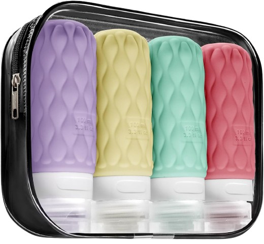 Lericttor 100ml Silicone Travel Bottles Set with Labels Clear Bag
