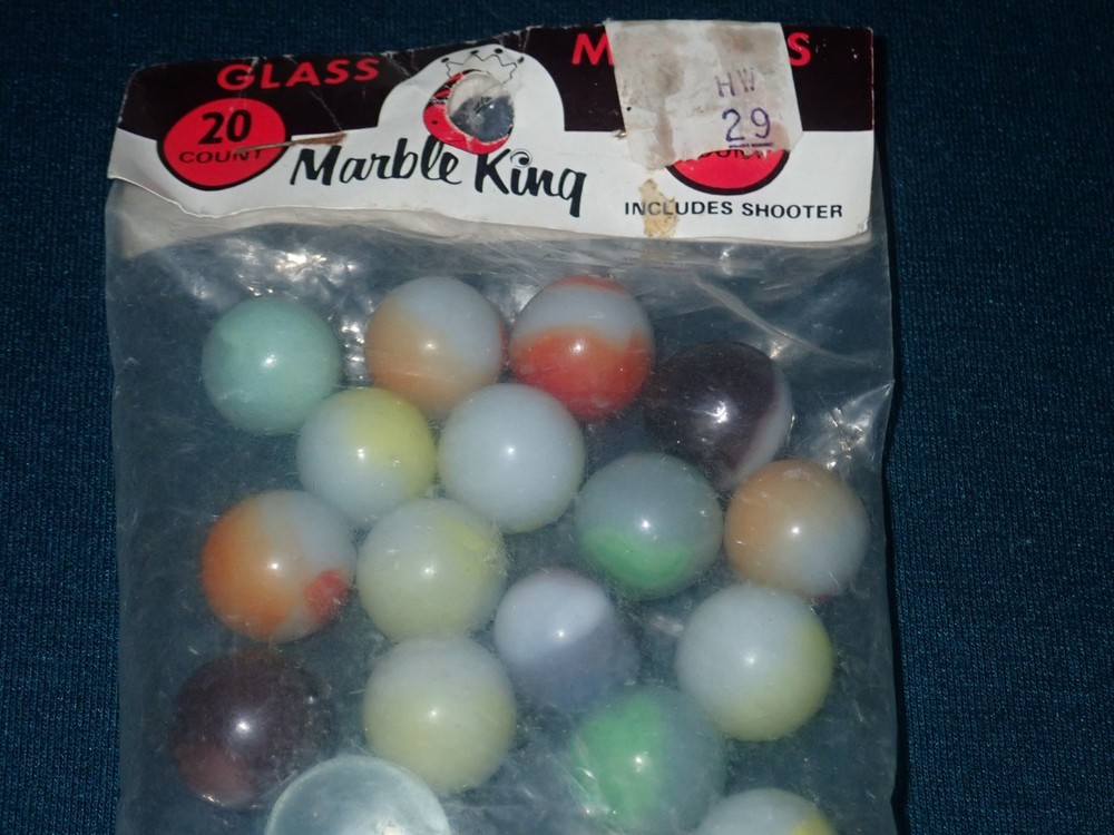 Vintage Marble King 20 Pack Marbles, Includes Shooter